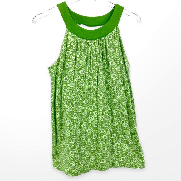 00s JONES NEW YORK SPORT Vintage Green Sleeveless Halter Medallion Print Top - Picture 1 of 9